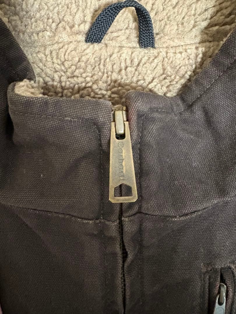 Carhartt ダークブラウン ジップアップベスト
