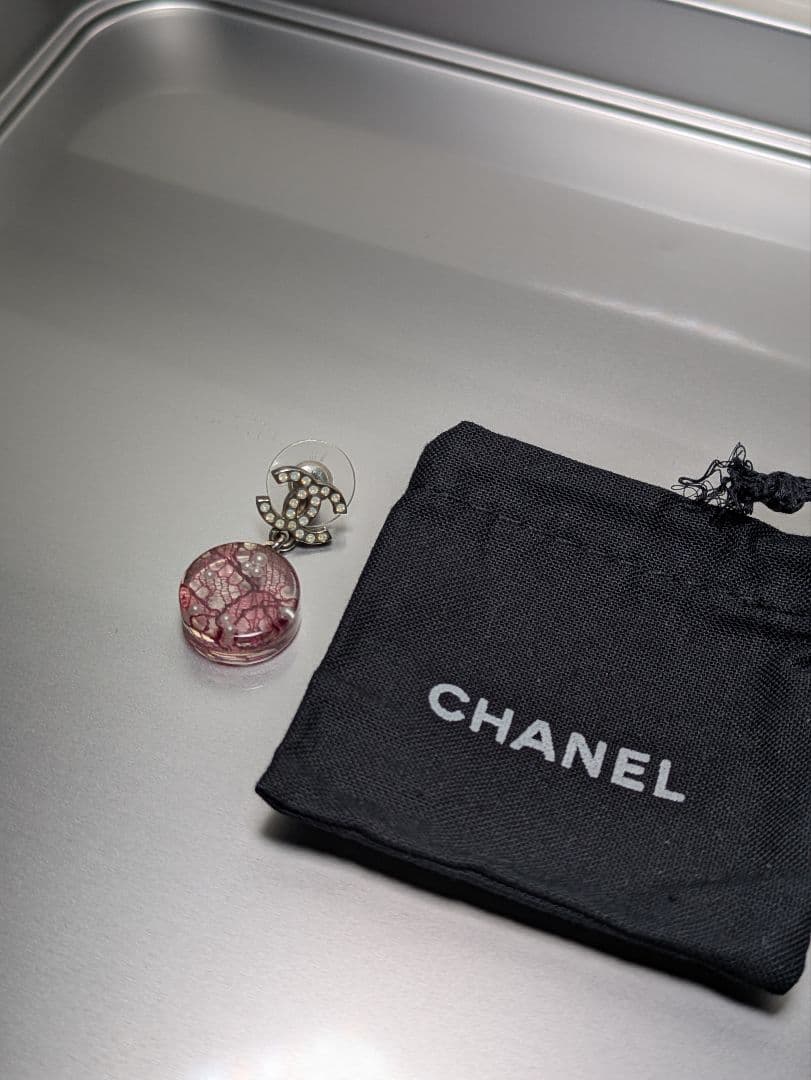 CHANEL シャネル ピアス 片耳 ココマーク レース×パール　レジン