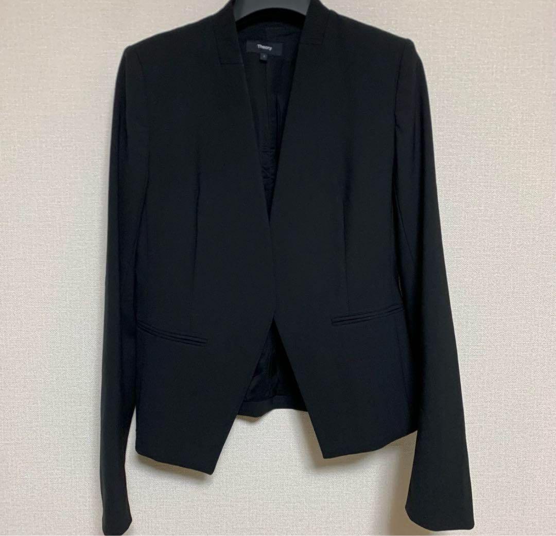 【美品】セオリー　パンツスーツ　ノーカラー　2 ブラック　セット