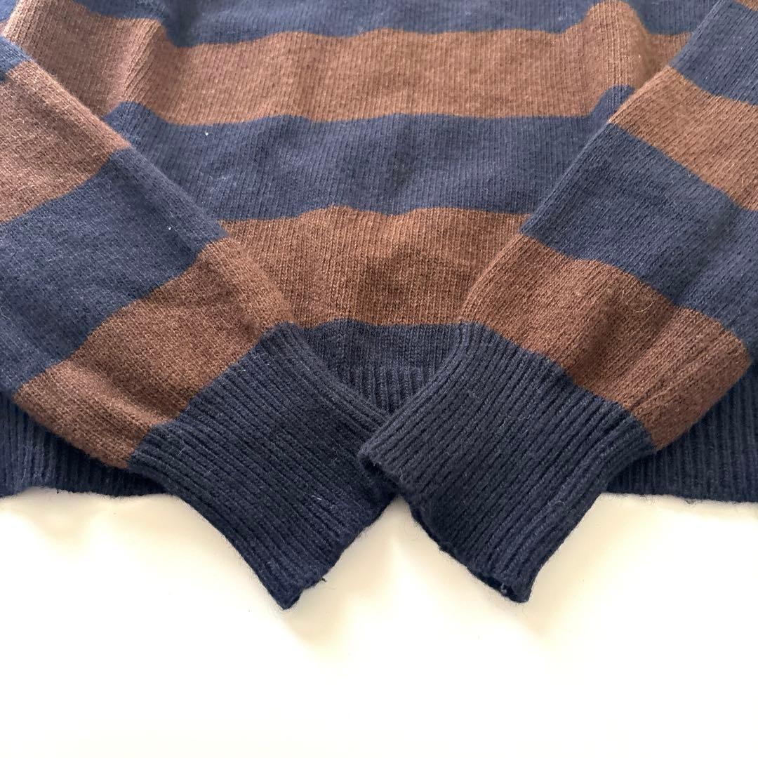 ERMANNO SCERVINO 紺×茶色　長袖ニットカシミア混　手洗い可　M