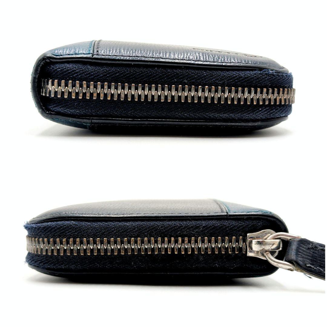 BURBERRY 長財布 バーバリー バイカラー ロゴ ネイビー 本革 ブルー