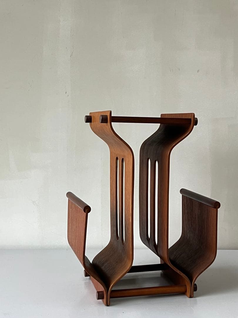 80's プライウッド サイドテーブル／マガジンラック　ミッドセンチュリー