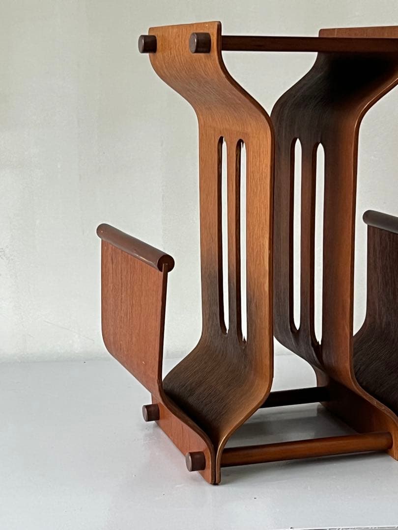 80's プライウッド サイドテーブル／マガジンラック　ミッドセンチュリー