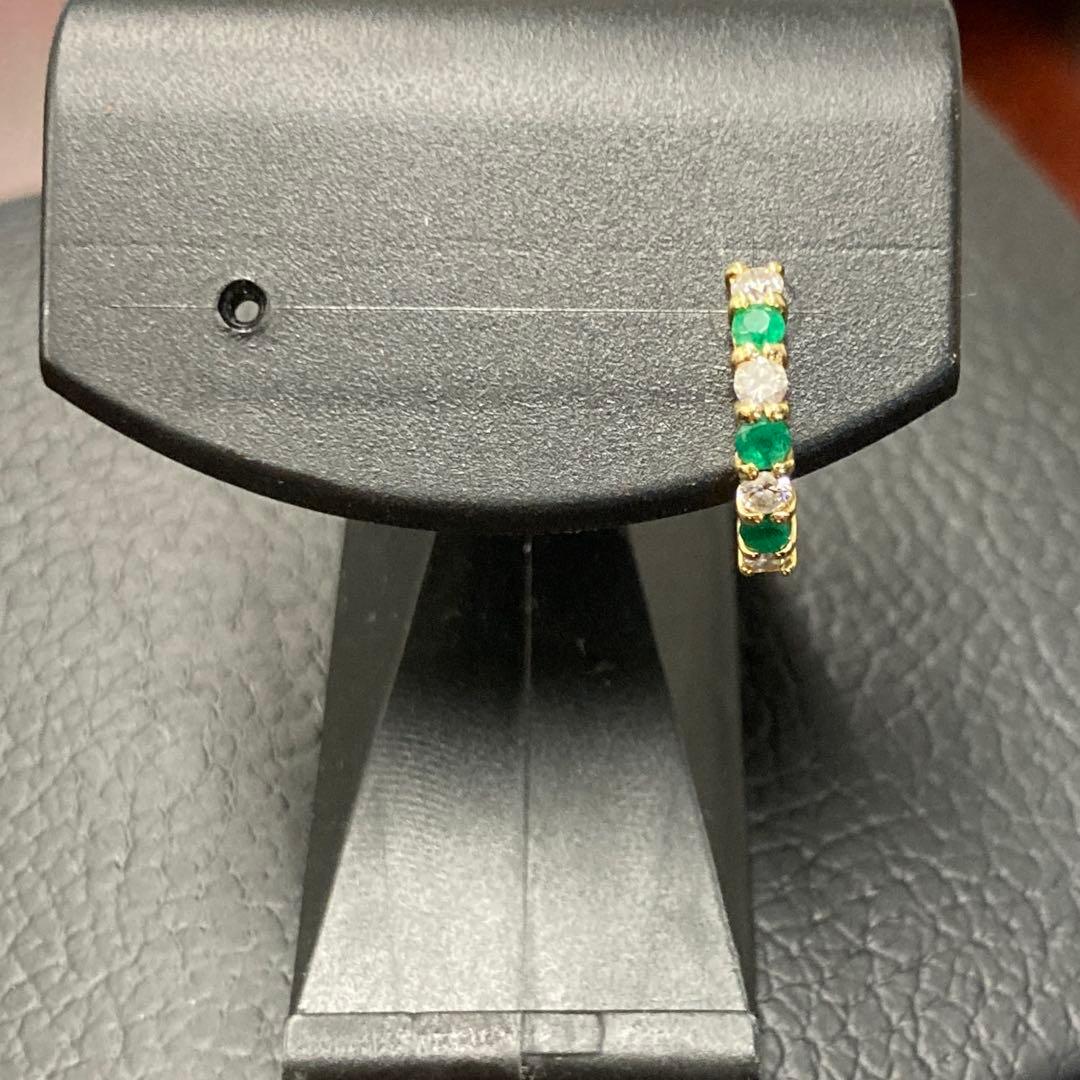 エメラルド＆天然ダイヤモンド 18金ゴールド片耳ピアス
