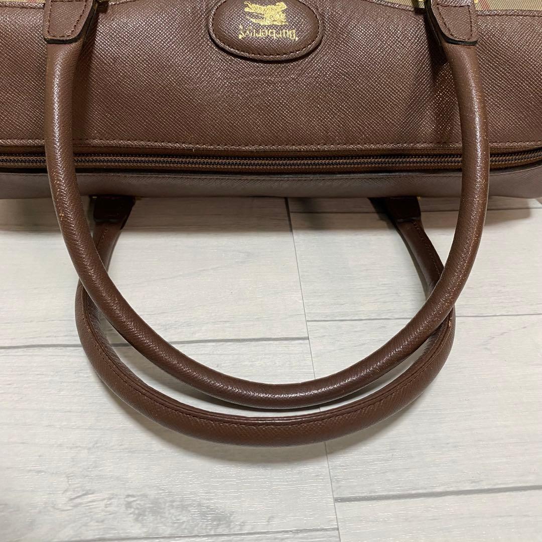 バーバリーズ Burberrys90s ノバチェックPVC×レザーボストンバッグ