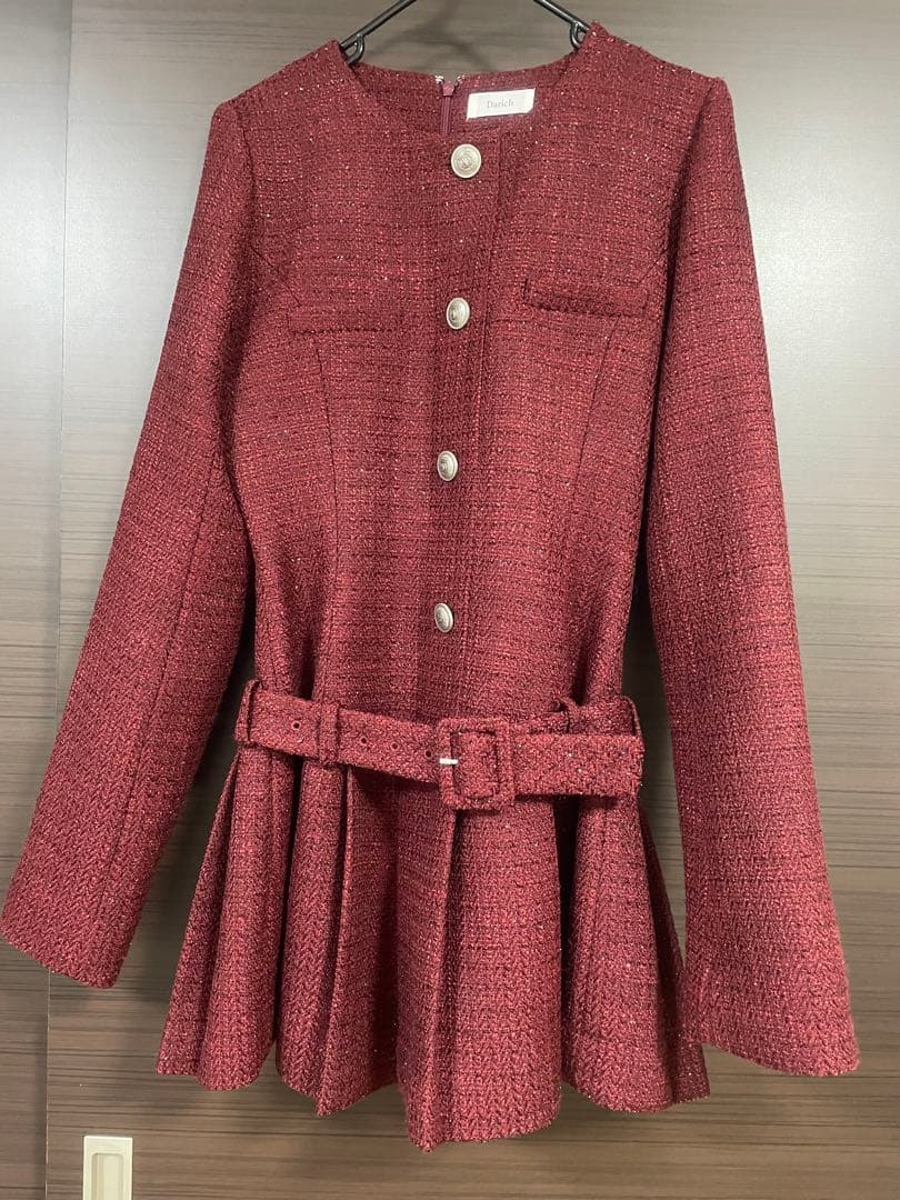 Darich ボックスプリーツツイードミニワンピース BRD FREE