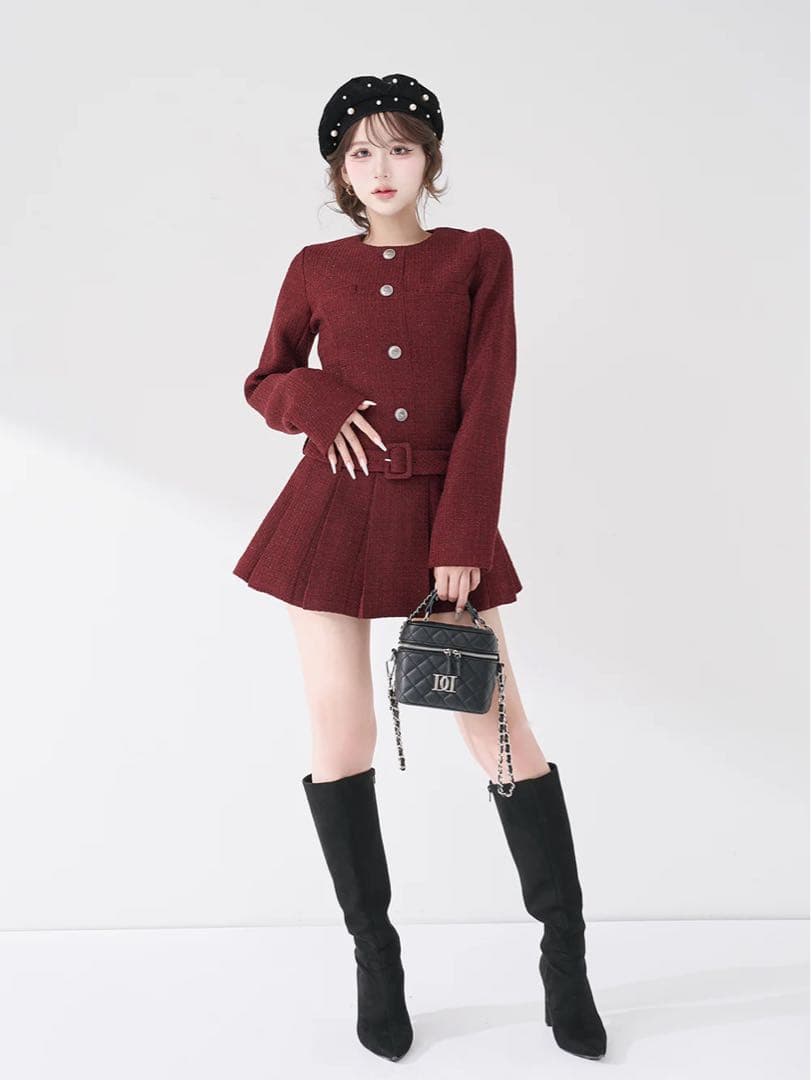 Darich ボックスプリーツツイードミニワンピース BRD FREE