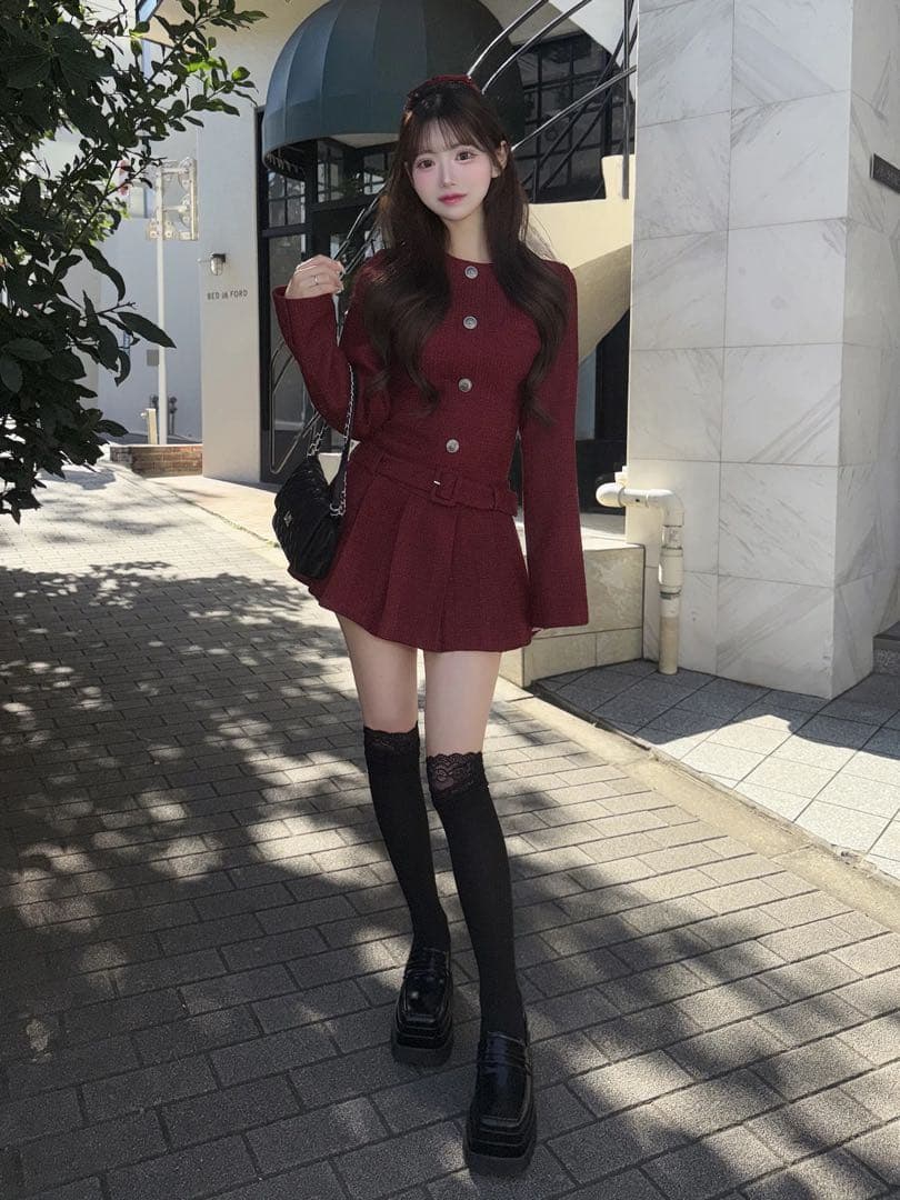 Darich ボックスプリーツツイードミニワンピース BRD FREE