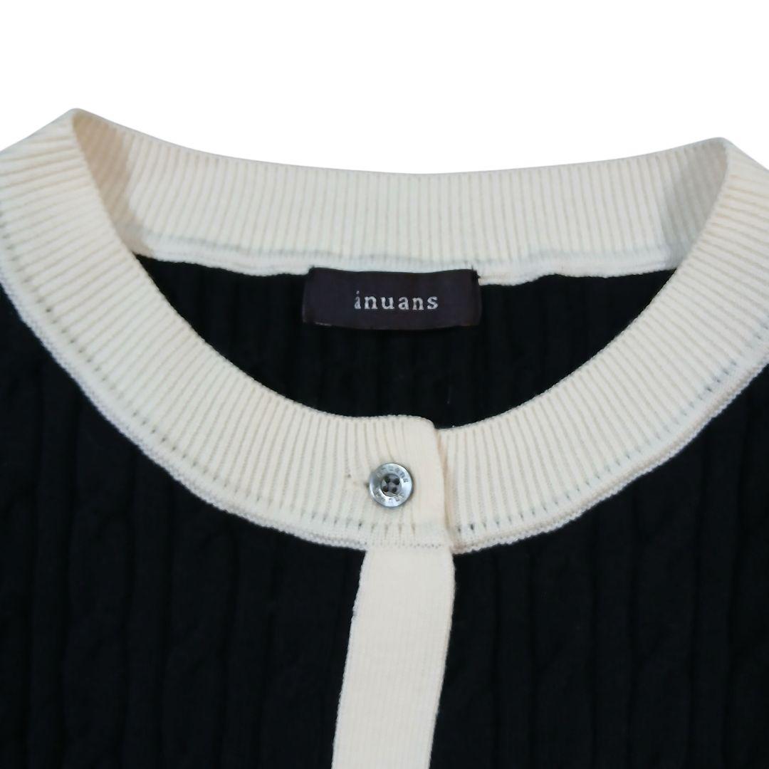 【新品タグ付】anuans リトルケーブルニットカーディガン ブラック ホワイト