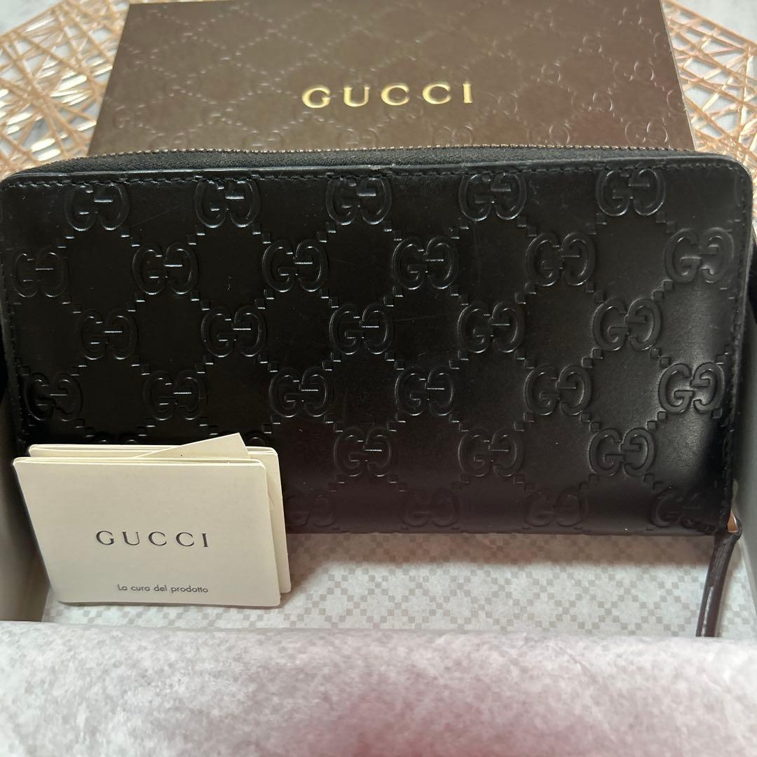 GUCCI GGパターン ブラックレザー長財布