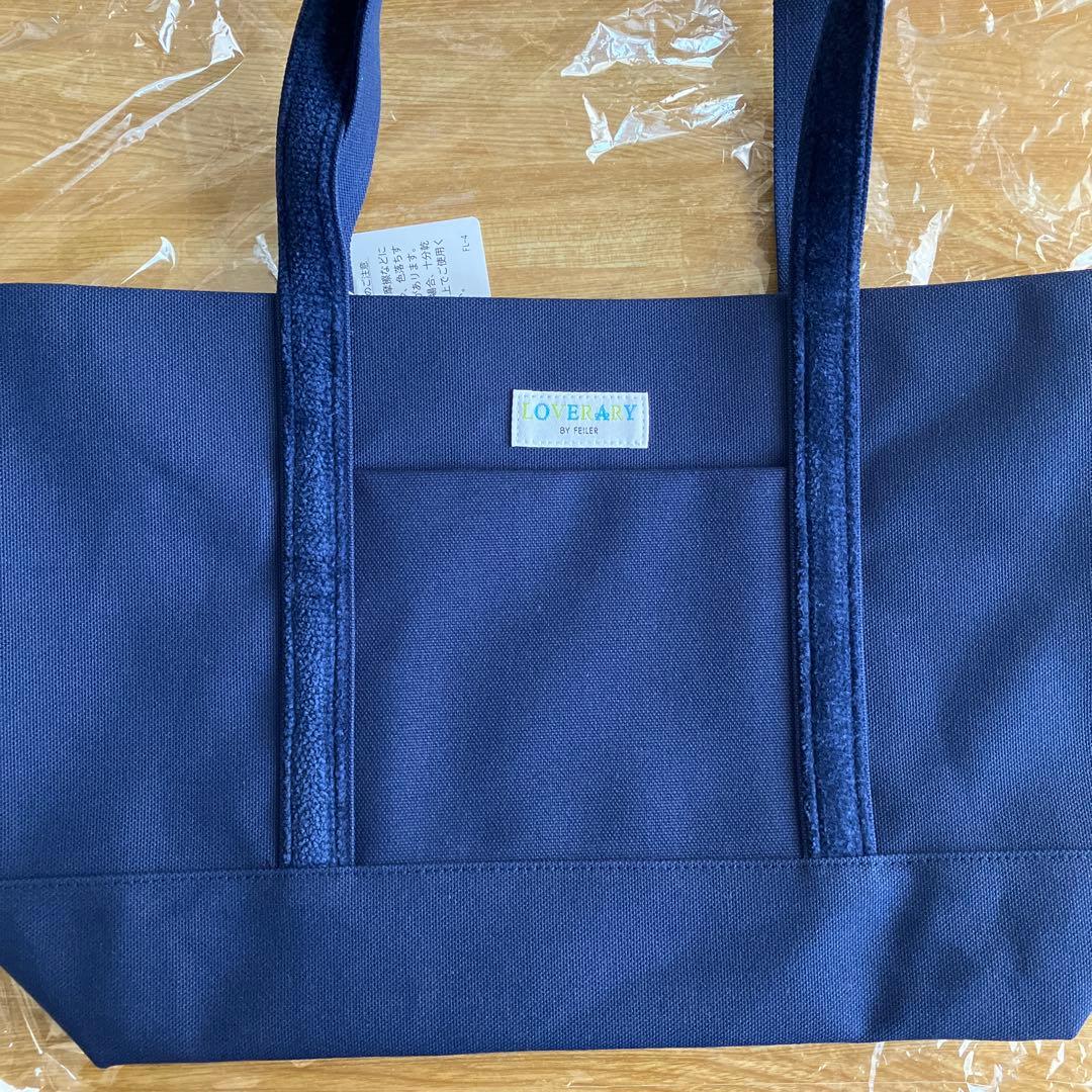 FEILER オールドテディ ワッペントートバッグ　ネイビー／大　新品