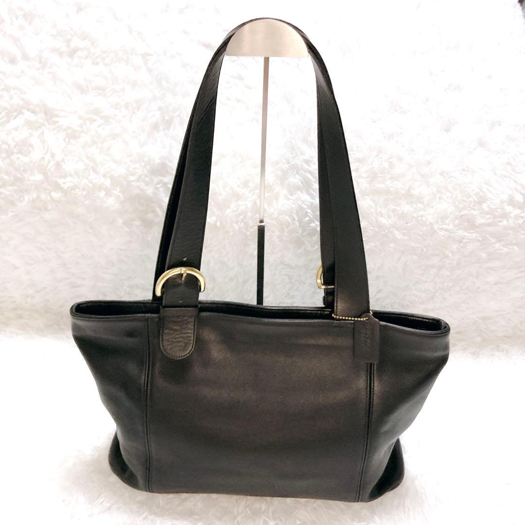 【美品】COACH oldcoach レザー トートバッグ A4可 ブラック 金