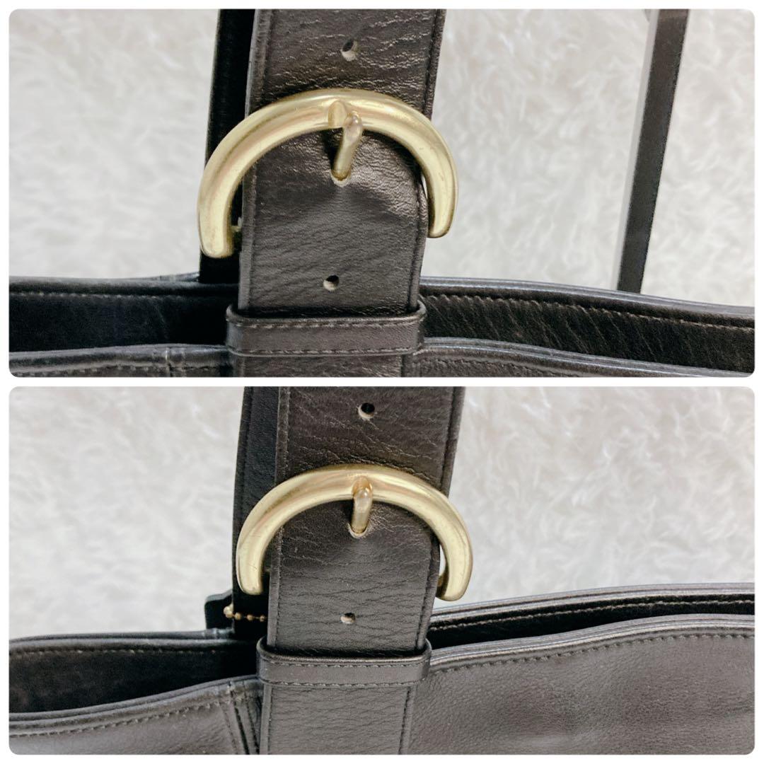 【美品】COACH oldcoach レザー トートバッグ A4可 ブラック 金