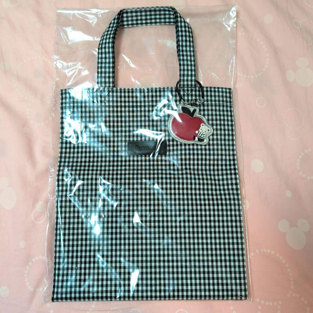 新品・未開封　タグ付き　familiar　ギンガムチェック　トートバッグ