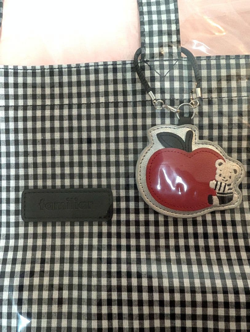 新品・未開封　タグ付き　familiar　ギンガムチェック　トートバッグ