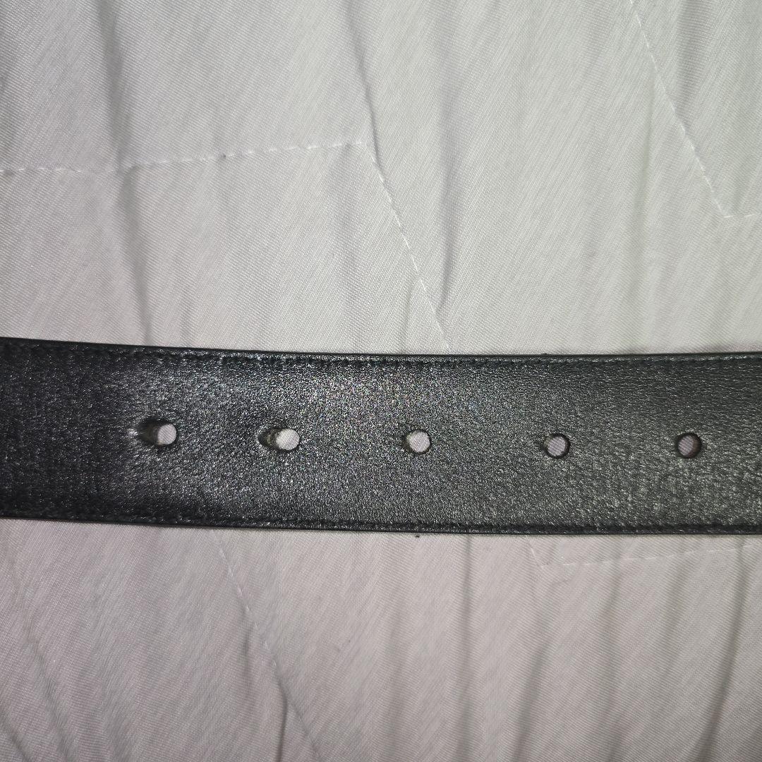 プラダ　レザーベルト　クロコ型押し　機関車プレート　黒