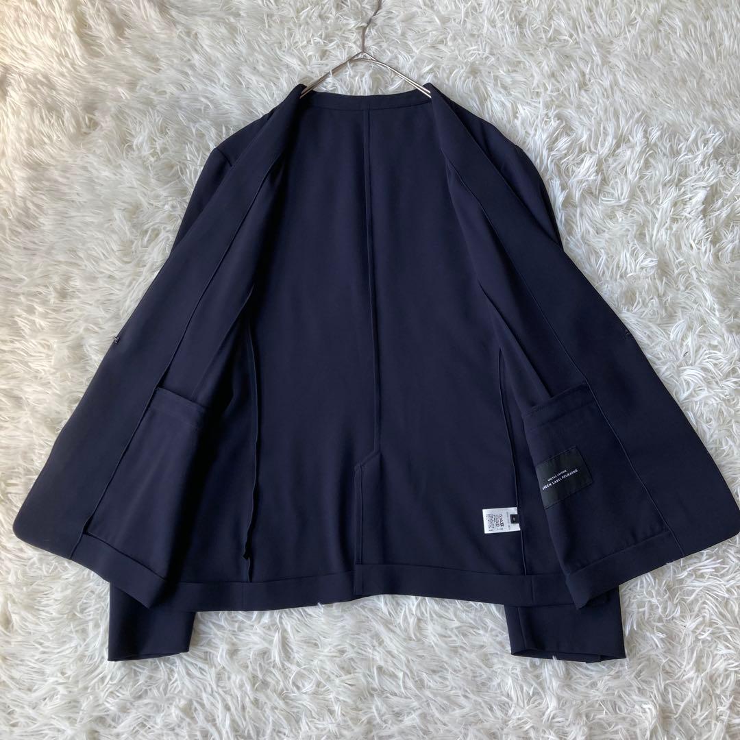 【美品】 グリーンレーベルリラクシング ノーカラー パンツスーツ ネイビー 40