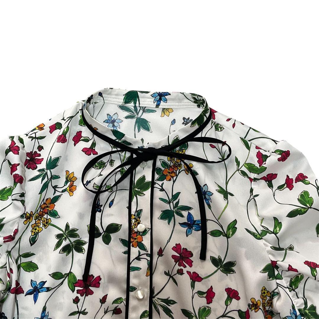 未使用級　ANAYI 花柄ボウタイブラウス 38