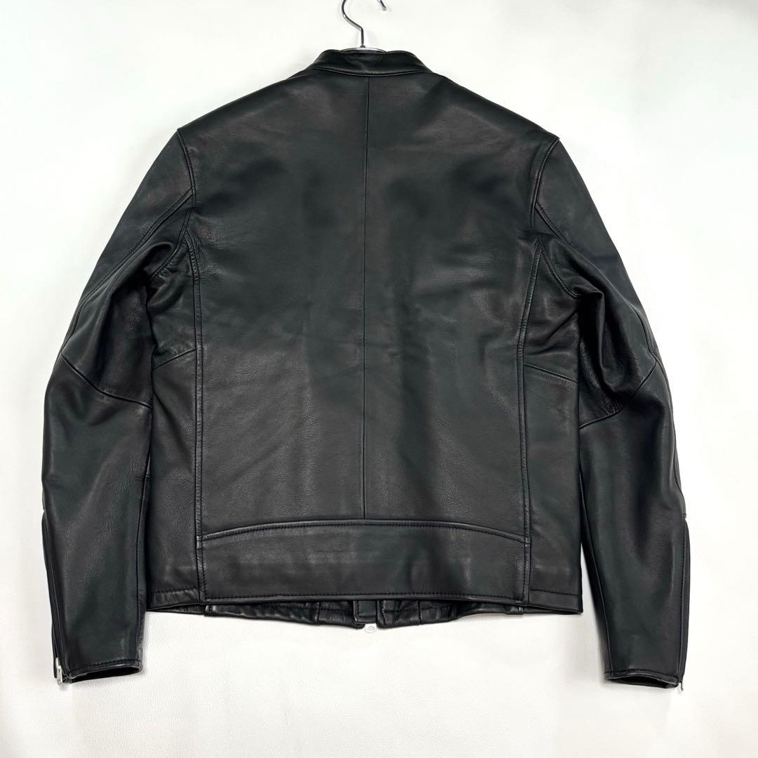 メンズビギ[赤と黒のコントラスト 羊革]ライダースジャケット M キルティング