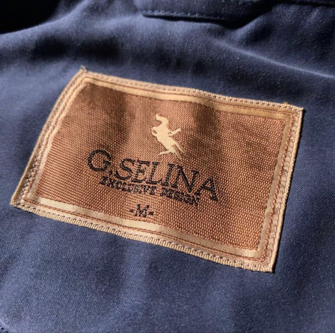 古着 短丈 中綿 ハリントンジャケットスイングトップ ネイビー ボア裏地 M