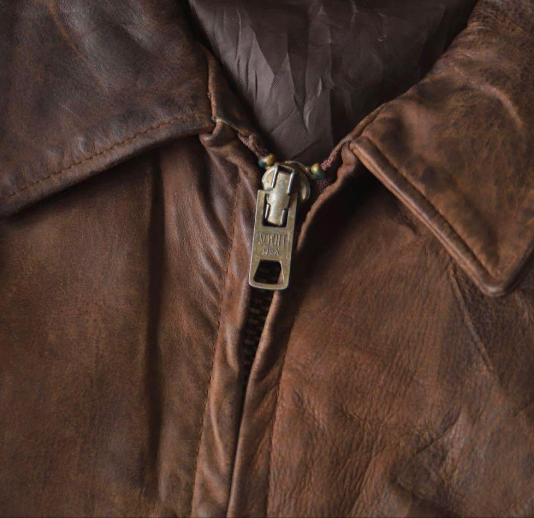90s USA製 Schott ドリズラー レザージャケット ブルゾン アメリカ