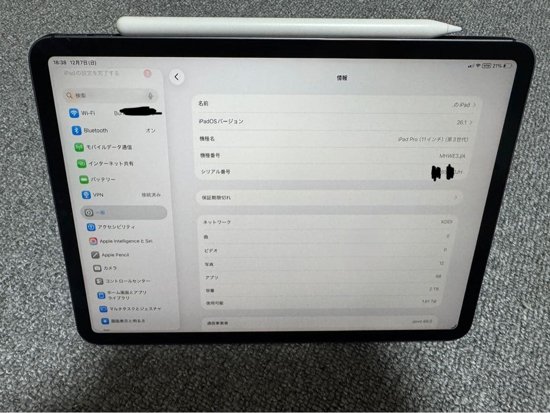 iPad Pro 11 inch (第3世代) M1 2TB cellular