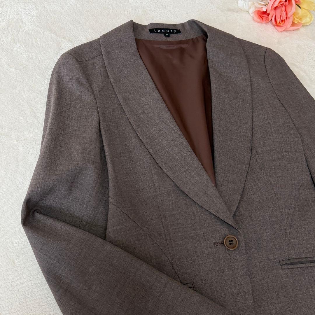 美品✨セオリー パンツスーツ　セットアップ　ブラウン　0 美脚パンツ　ウール混