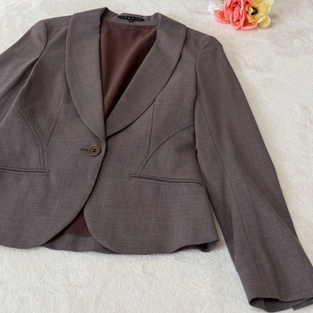 美品✨セオリー パンツスーツ　セットアップ　ブラウン　0 美脚パンツ　ウール混