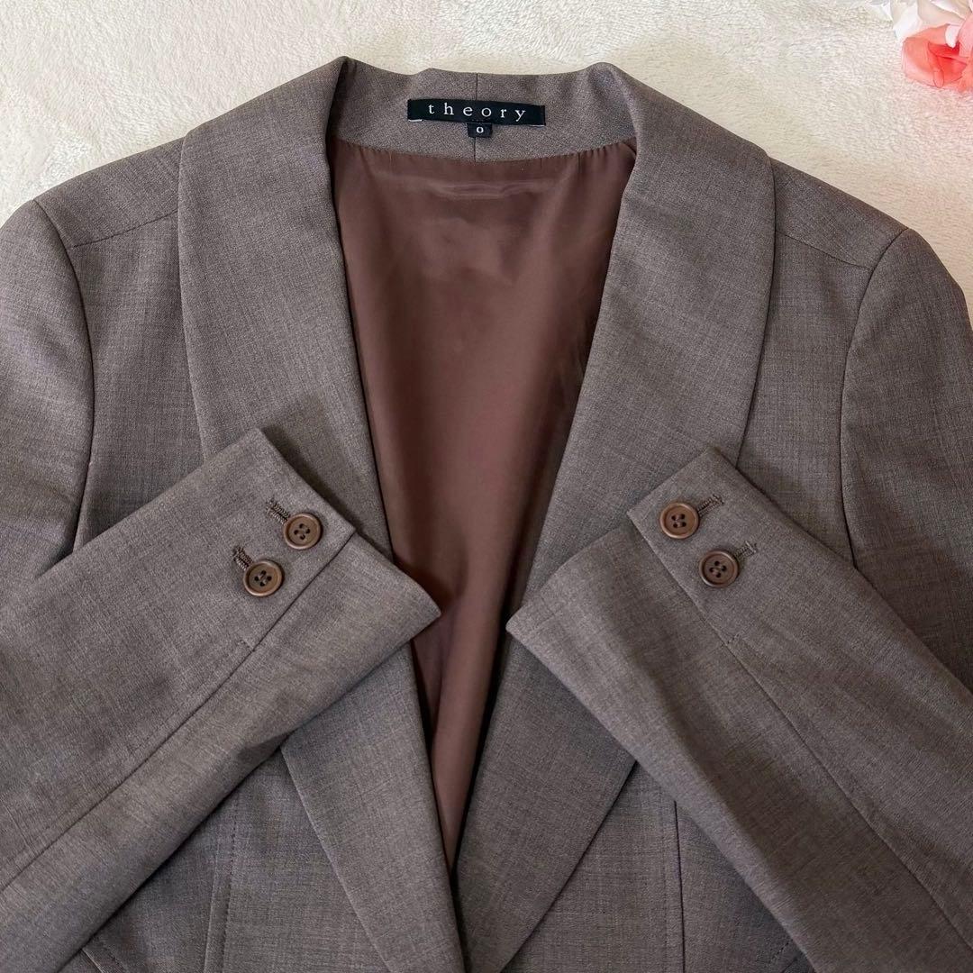 美品✨セオリー パンツスーツ　セットアップ　ブラウン　0 美脚パンツ　ウール混