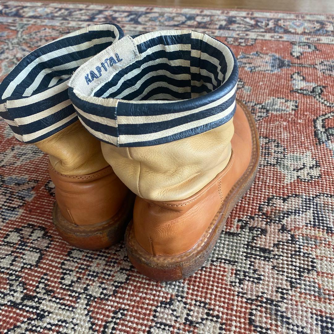 キャピタル kapital ポパイブーツ ショートブーツ　ボーダー　サイズ1
