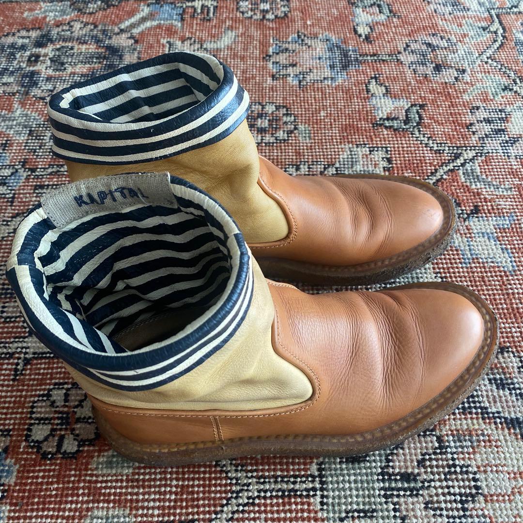 キャピタル kapital ポパイブーツ ショートブーツ　ボーダー　サイズ1