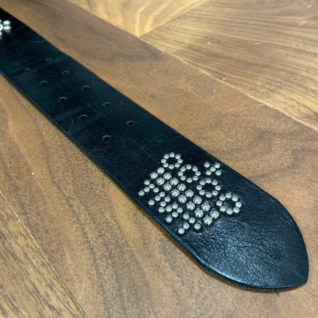 希少美品 TMT スタッズベルト ブラックレザー×レッドストーン HTC