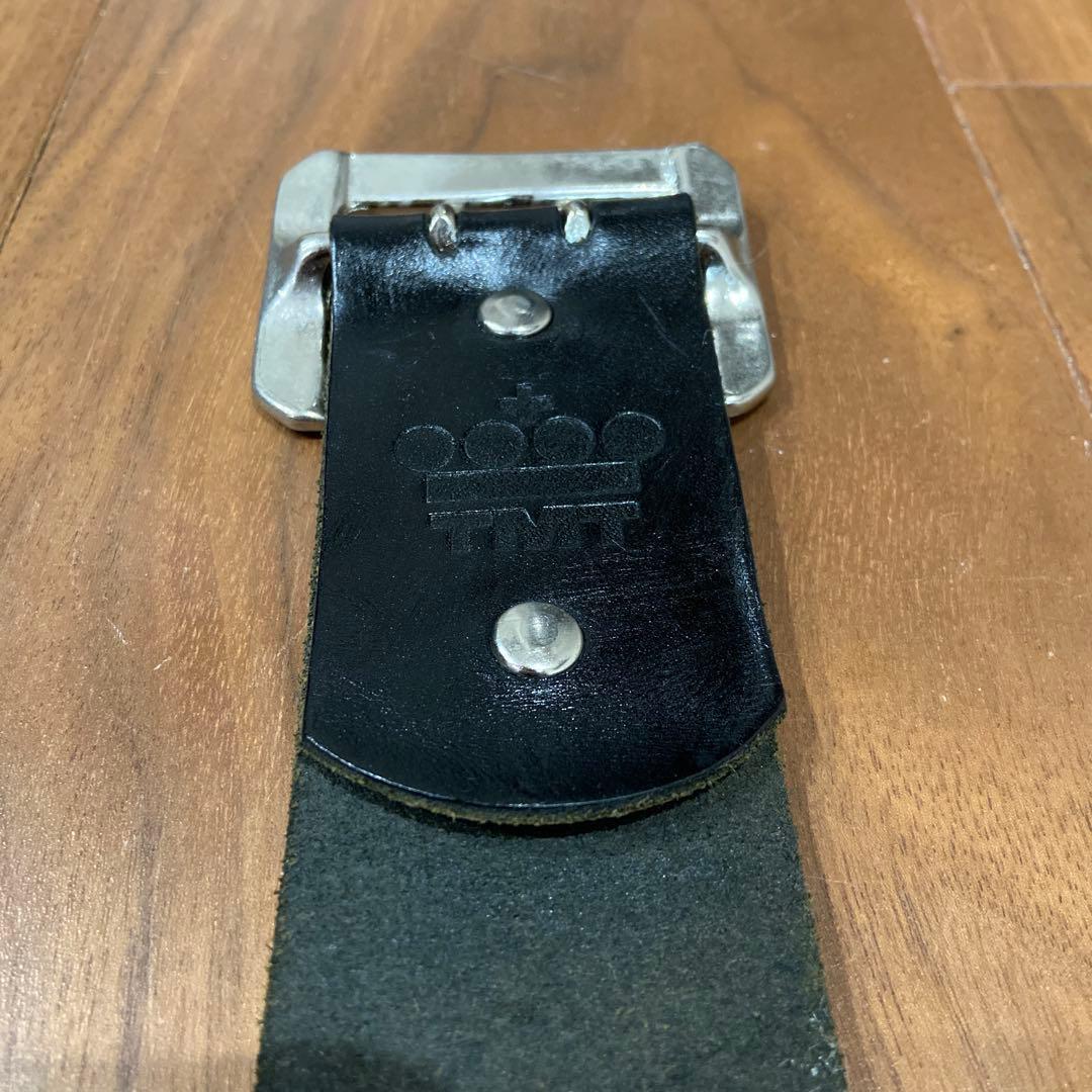 希少美品 TMT スタッズベルト ブラックレザー×レッドストーン HTC