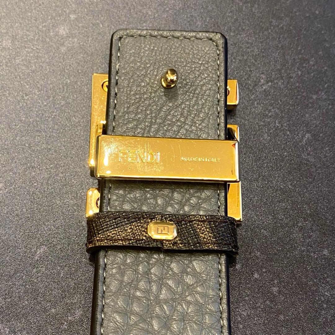 美品　フェンディ　FENDI　ベルト　レザー　ズッカ柄　FFバックル　イタリア製