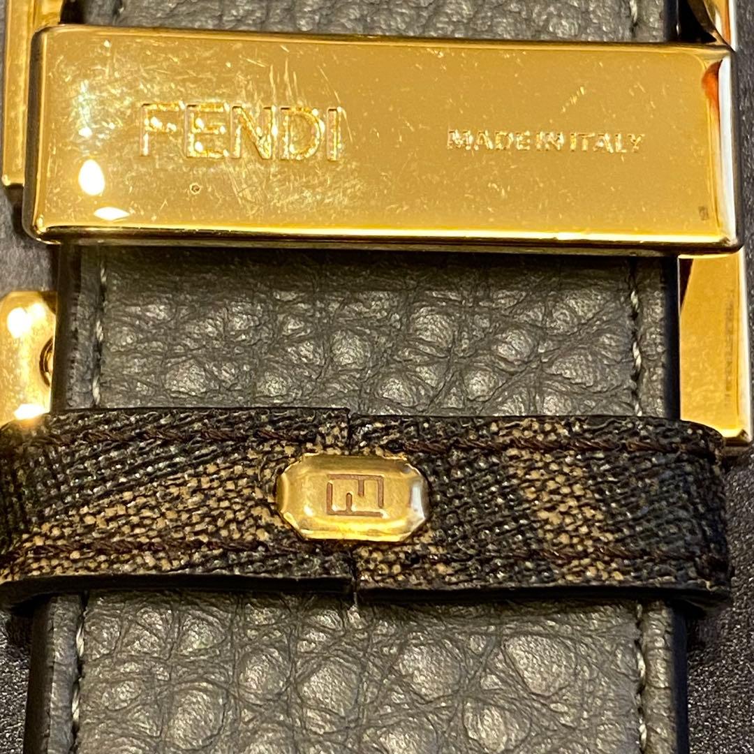 美品　フェンディ　FENDI　ベルト　レザー　ズッカ柄　FFバックル　イタリア製