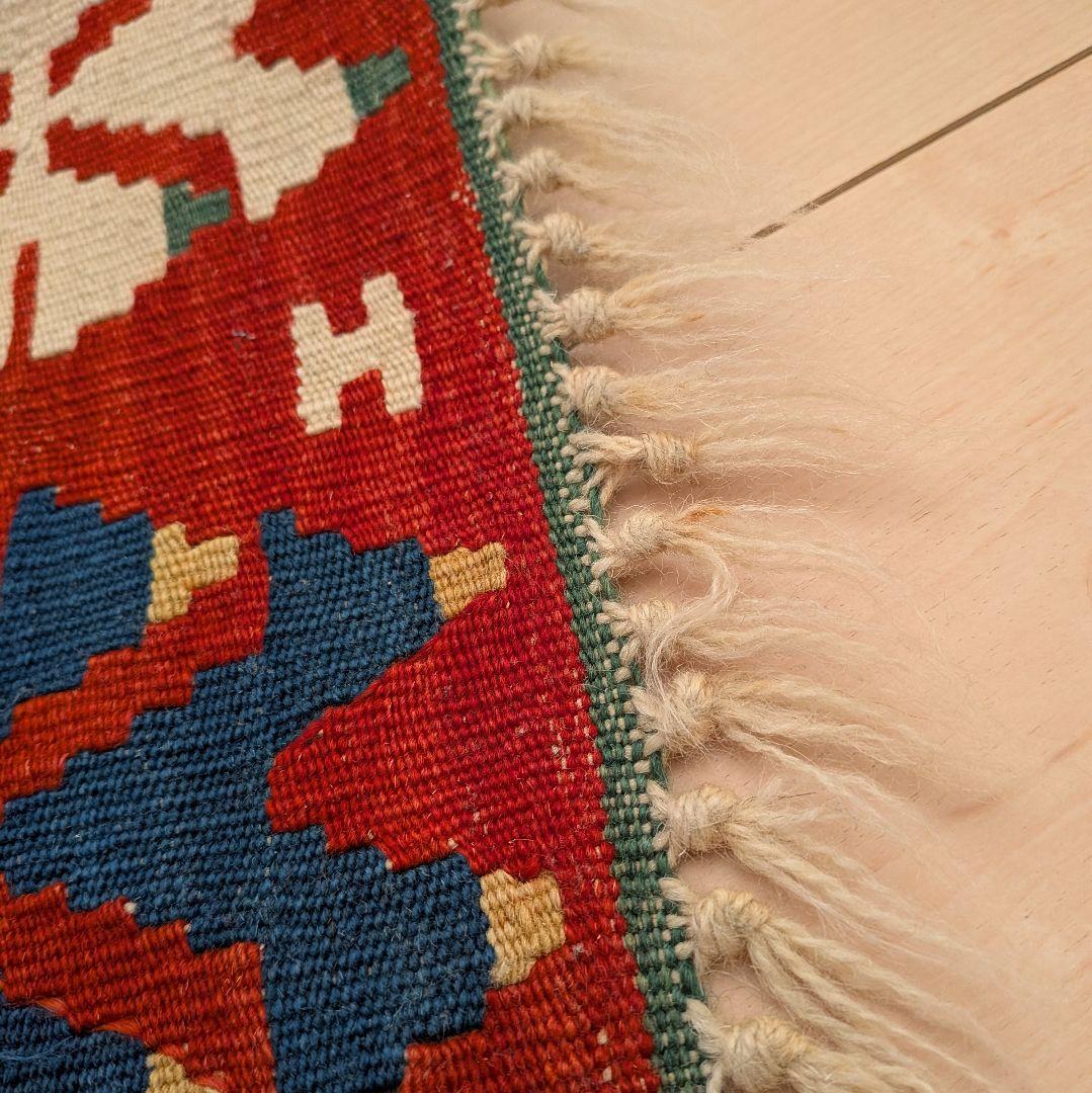 キリム手織り　幾何学模様ラグ 約177x113cm