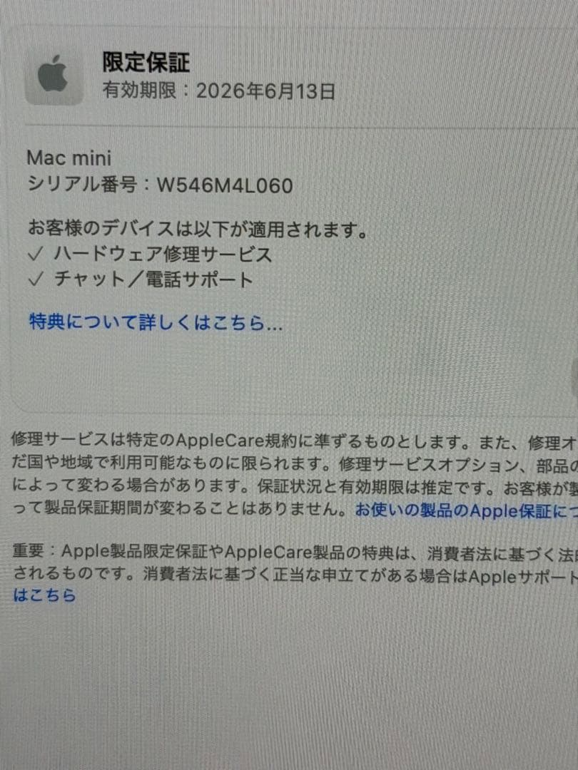 Mac mini M4 16GB/256GB 保証あり