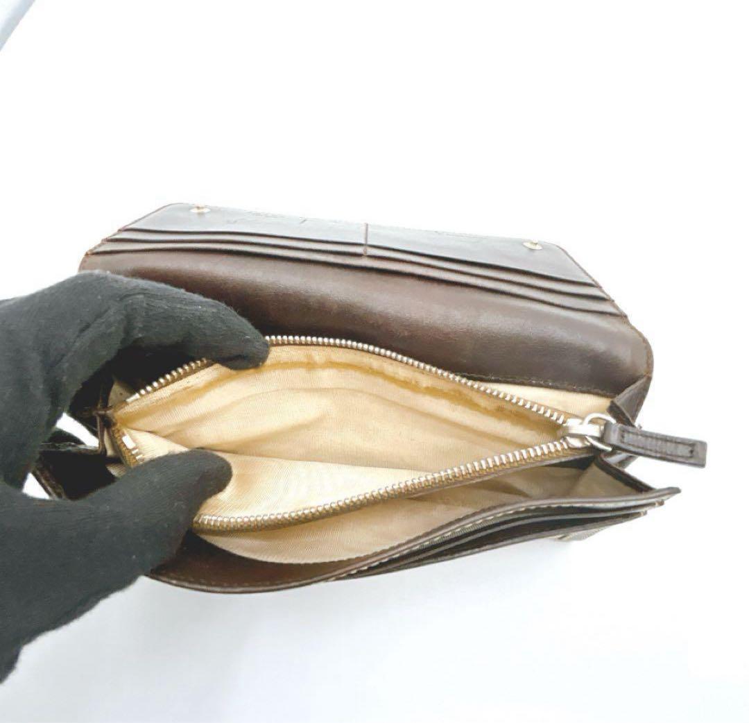 【極美品・箱付き】PRADA 長財布 キャンバス×レザーブラウン系