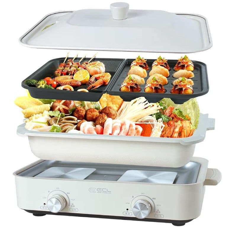 ホットプレート 深鍋 たこ焼き 焼肉 グリル セパレート 多機能調理 250℃