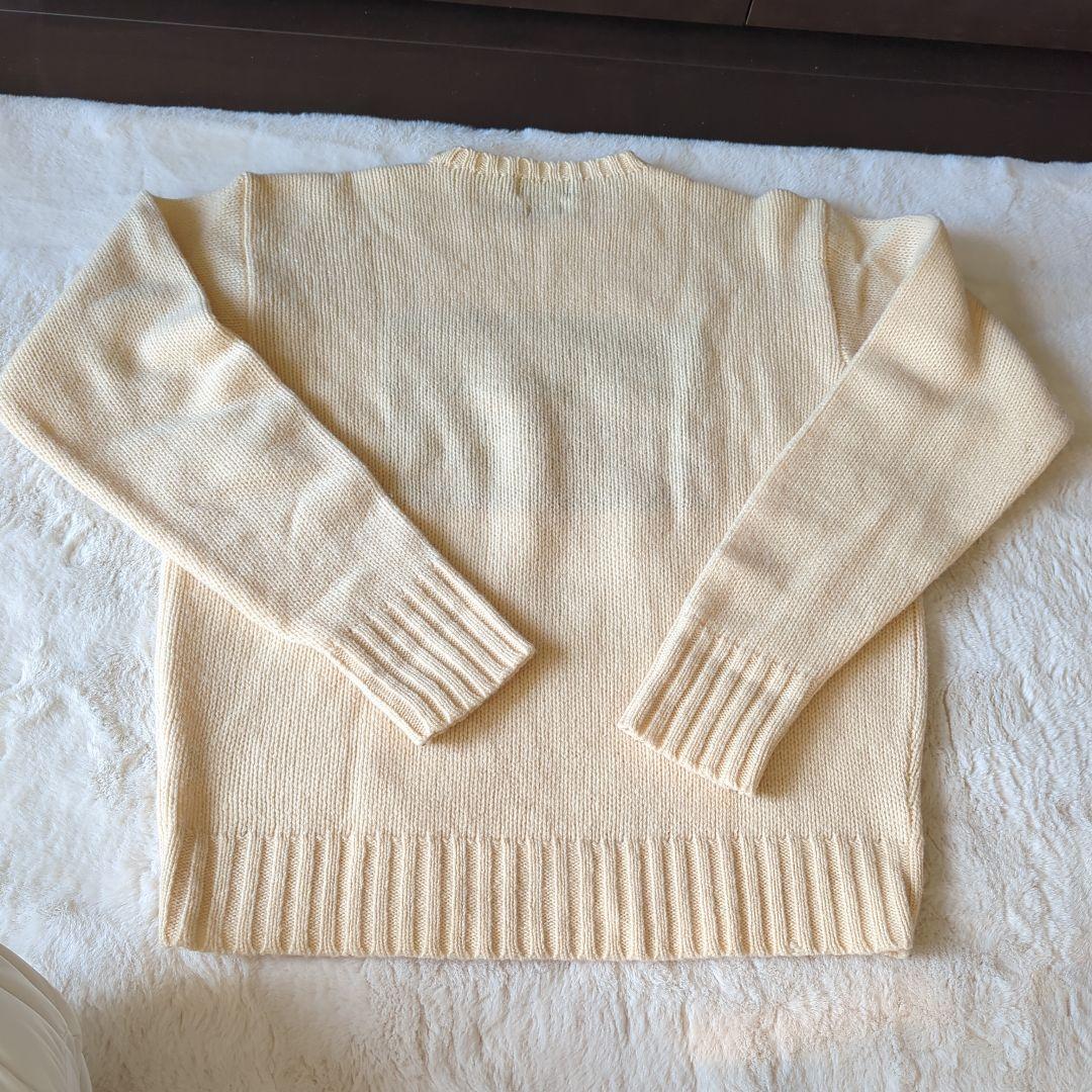 ラルフローレン　ウール１００％　ニット　セーター　アイボリー　星条旗柄　美品