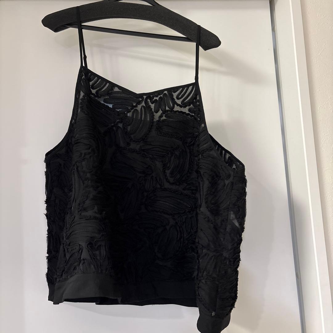 23区　リボンエンブロイダリー キャミソール　黒 44