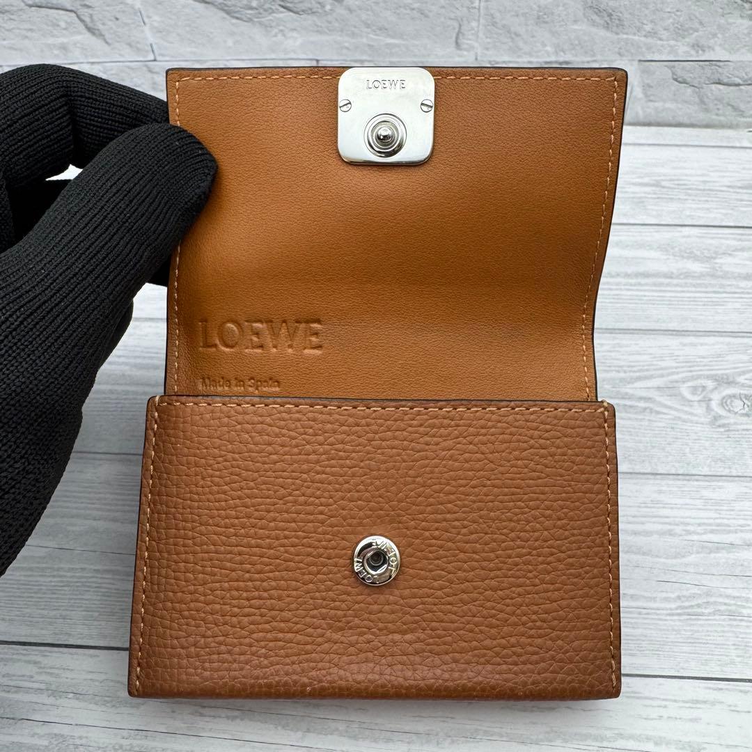 【極美品】ロエベ カードホルダー 名刺入れ アナグラム ライトブラウン　レザー