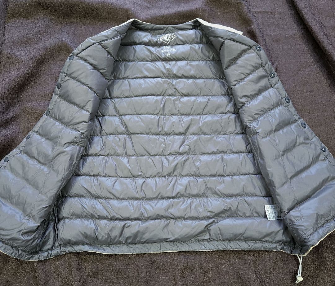 美品 ダントン DANTON◆インナーダウンベスト アイボリー 36 Vネック