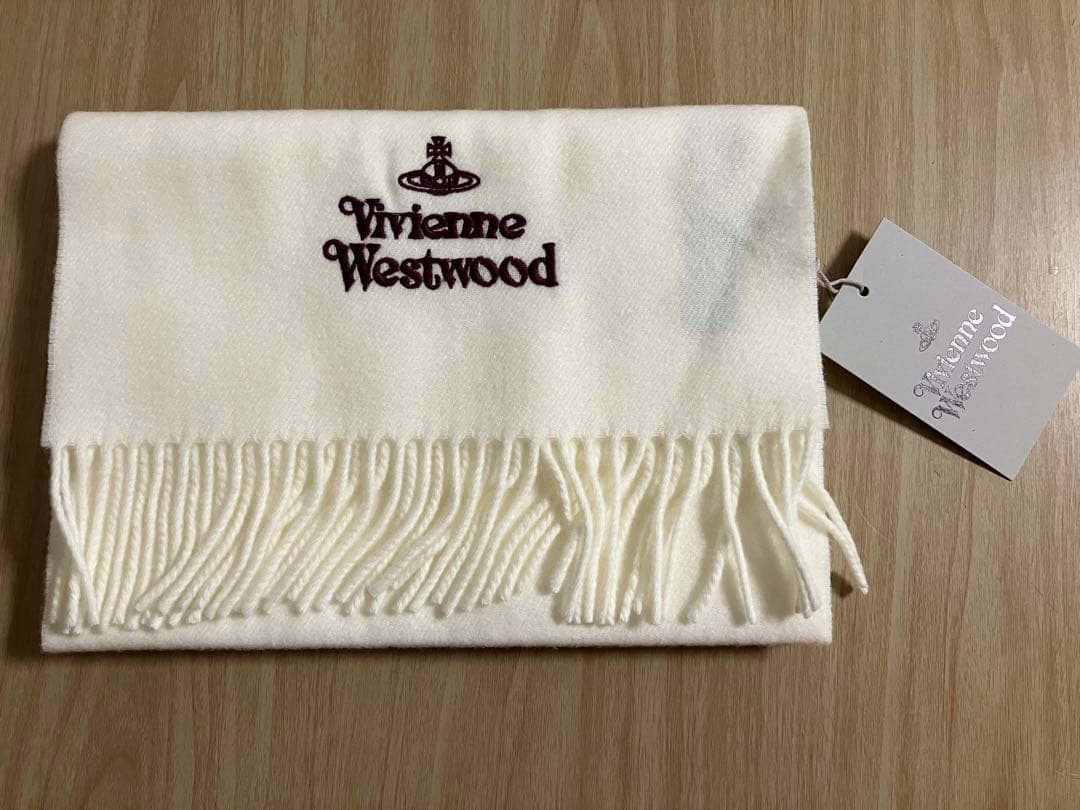 vivienne westwood マフラー　ホワイト　30×180 scarf