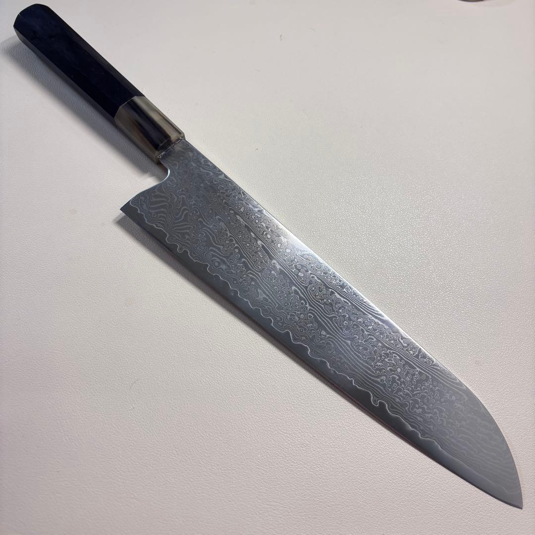 240mm 67層ダマスカスシェフナイフ 牛刀　黒檀本牛角八角柄 和包丁，