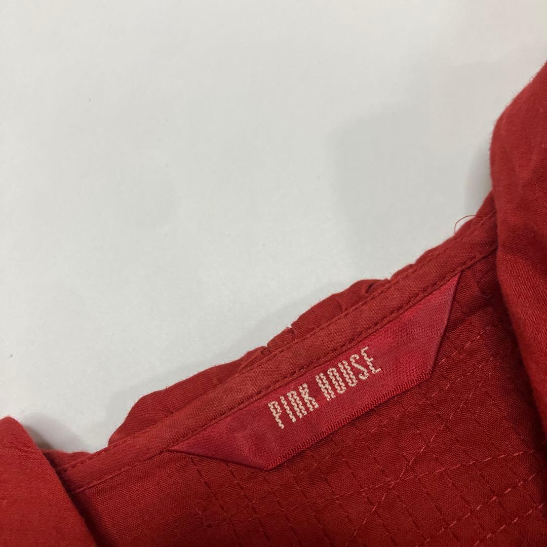 ピンクハウス 赤 ハートパッチワーク使い オーバーブラウス