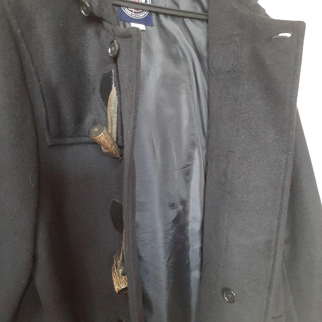 an‼️JPRESS❤️フラノ地ネイビー ダッフルコート フード付き