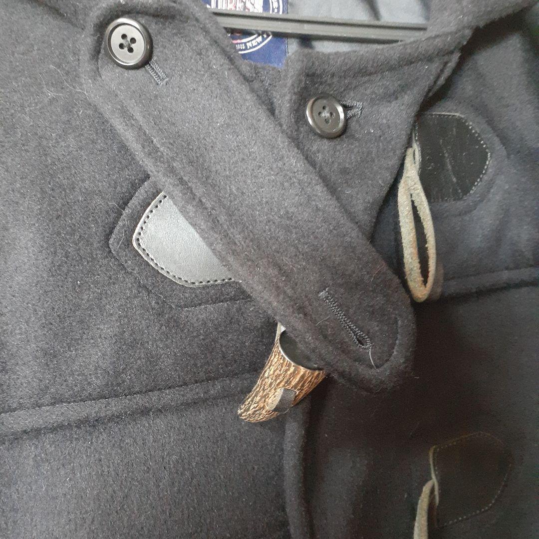 an‼️JPRESS❤️フラノ地ネイビー ダッフルコート フード付き