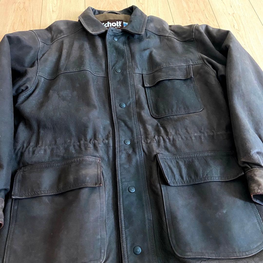 USA製　ショット Schott カーコート　42 ブラウン　レザー