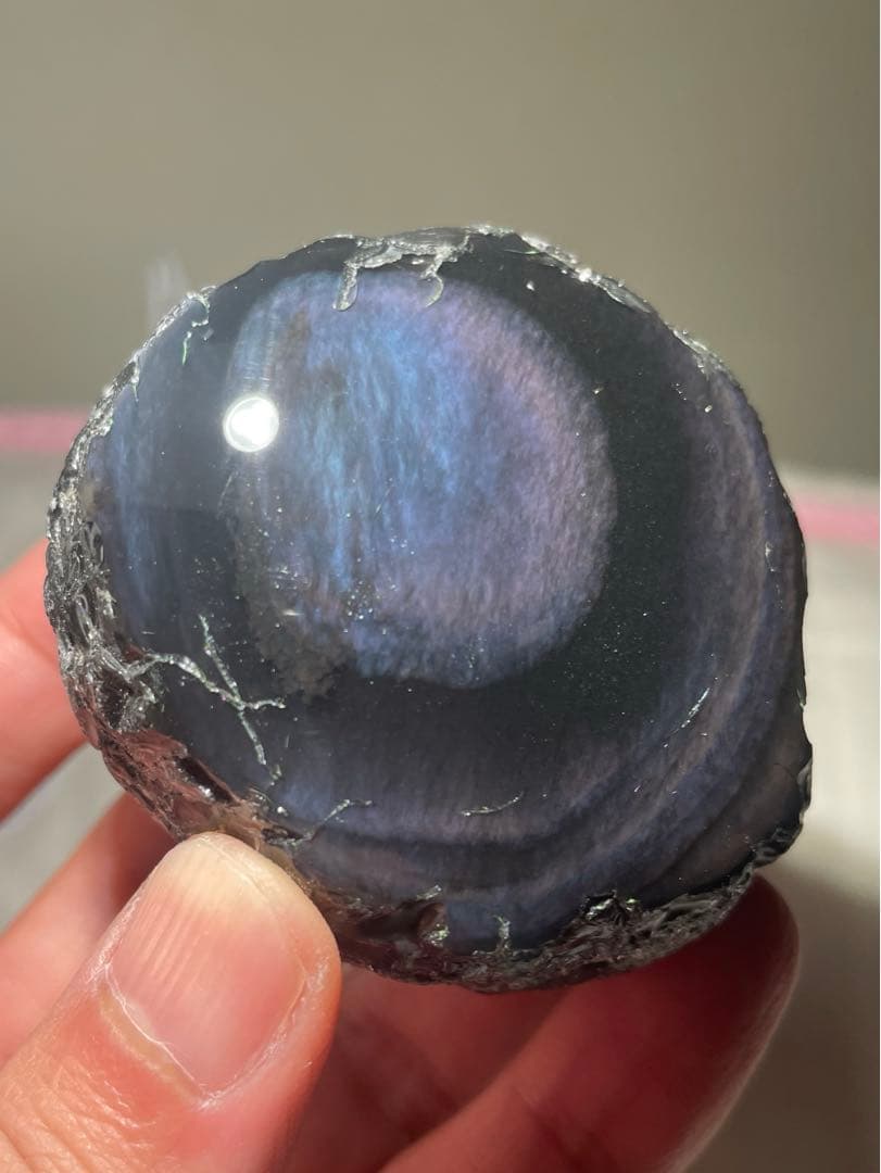 研磨品　十勝石玲瓏　ブルー、パープルシラー　レインボーオブシディアン　特級品